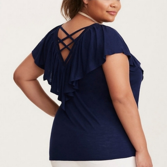 🌻 NAVY RUFFLE SWING TEE - Picture 3 of 9